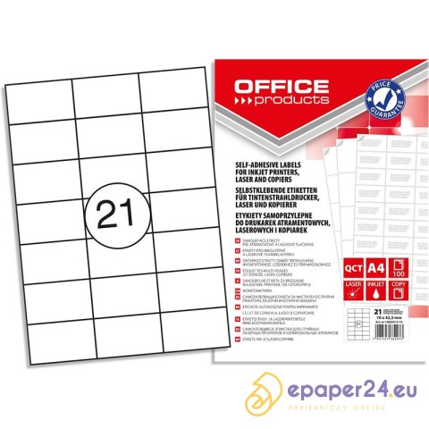 Etykiety Office Products A4 70x42.3mm białe (100) Etykiety Office Products A4 70x42.3mm białe (100)