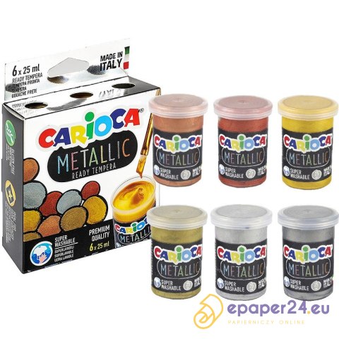 Farba tempera Carioca Metallic 25ml x6 kolorów Farba tempera Carioca Metallic 25ml x6 kolorów