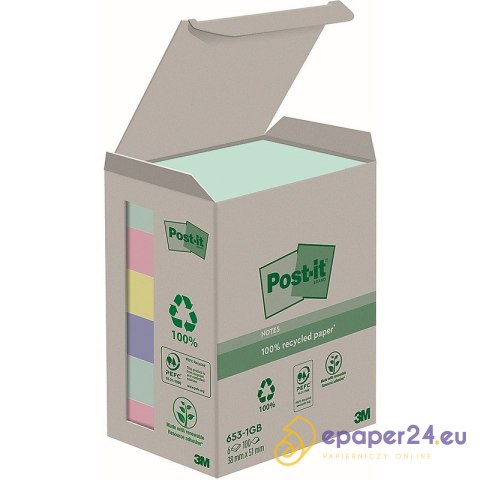 Karteczki Post-it 38x51mm (653-1GB) (6x100) Karteczki Post-it 38x51mm (653-1GB) (6x100)