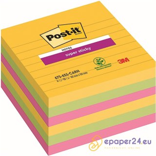 Karteczki Post-it Super Sticky 101x101mm (657-6SS-CARN) w linie (6x90)