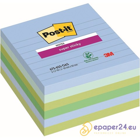 Karteczki Post-it Super Sticky 101x101mm (675-6SS-OAS) w linię (6x90) Karteczki Post-it Super Sticky 101x101mm (675-6SS-OAS) w linię (6x90)