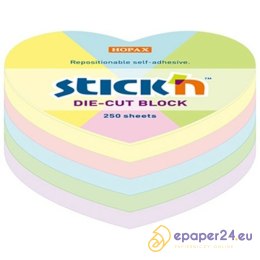 Karteczki Stick'n 64x67mm serce 5 kolorów (250)