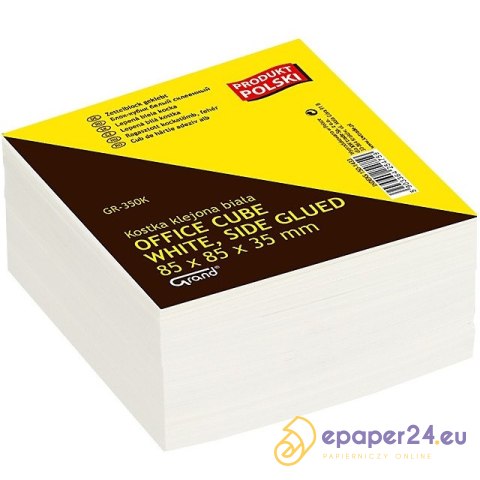 Kostka papierowa Grand 85x85x35mm klejona biała Kostka papierowa Grand 85x85x35mm klejona biała
