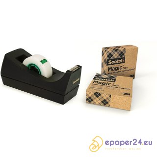 Podajnik do taśmy biurowej Scotch C-38 (+3 taśmy) czarny