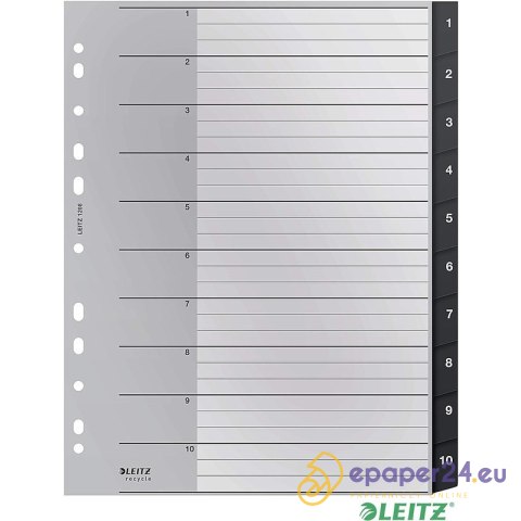 Przekładki PP Leitz Recycle A4 Maxi 1-10 czarne Przekładki PP Leitz Recycle A4 Maxi 1-10 czarne