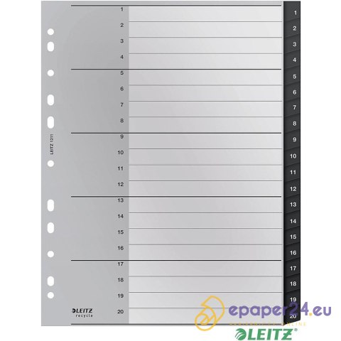 Przekładki PP Leitz Recycle A4 Maxi 1-20 czarne Przekładki PP Leitz Recycle A4 Maxi 1-20 czarne