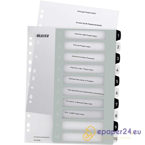 Przekładki PP Leitz Wow A4 Maxi A4 1-10 (do nadruku) biało-czarne Przekładki PP Leitz Wow A4 Maxi A4 1-10 (do nadruku) biało-czarne