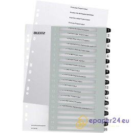 Przekładki PP Leitz Wow A4 Maxi A4 1-20 (do nadruku) biało-czarne