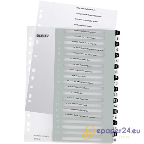 Przekładki PP Leitz Wow A4 Maxi A4 1-20 (do nadruku) biało-czarne Przekładki PP Leitz Wow A4 Maxi A4 1-20 (do nadruku) biało-czarne