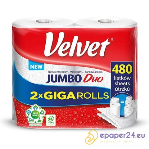 Ręcznik w rolce Velvet Jumbo Duo 2w celuloza białe (2) Ręcznik w rolce Velvet Jumbo Duo 2w celuloza białe (2)