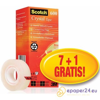 Taśma biurowa Scotch Crystal 600 19mm/33m transparentna (8)