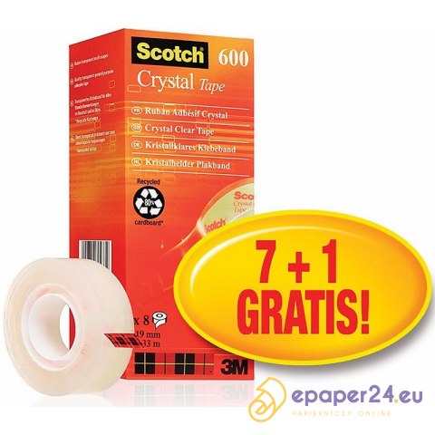 Taśma biurowa Scotch Crystal 600 19mm/33m transparentna (8) Taśma biurowa Scotch Crystal 600 19mm/33m transparentna (8)