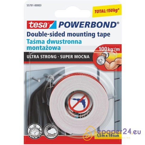 Taśma dwustronna Tesa PowerBond 19mm/1.5m Taśma dwustronna Tesa PowerBond 19mm/1.5m