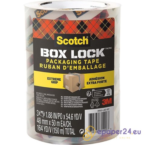 Taśma pakowa Scotch Box Lock 48mm/50m transparentna (3) Taśma pakowa Scotch Box Lock 48mm/50m transparentna (3)