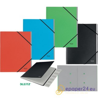Teczka PP z gumką Leitz Recycle A4 6 przekładek czarna