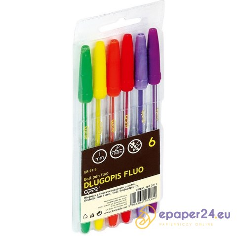 Długopisy Grand Fluo GR-91 6 kolorów Długopisy Grand Fluo GR-91 6 kolorów