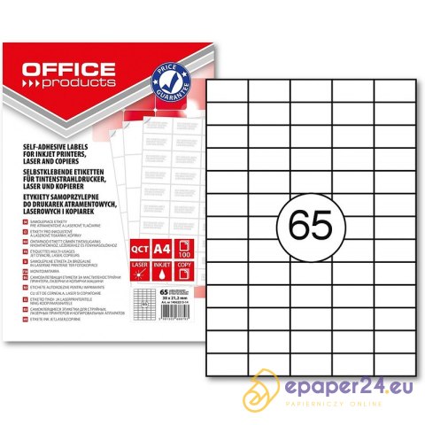 Etykiety Office Products A4 38x21.2mm białe (100) Etykiety Office Products A4 38x21.2mm białe (100)