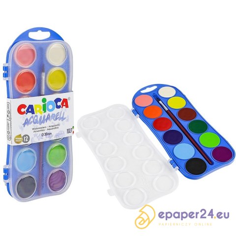 Farby wodne Carioca Acquarell 12 kolorów Farby wodne Carioca Acquarell 12 kolorów