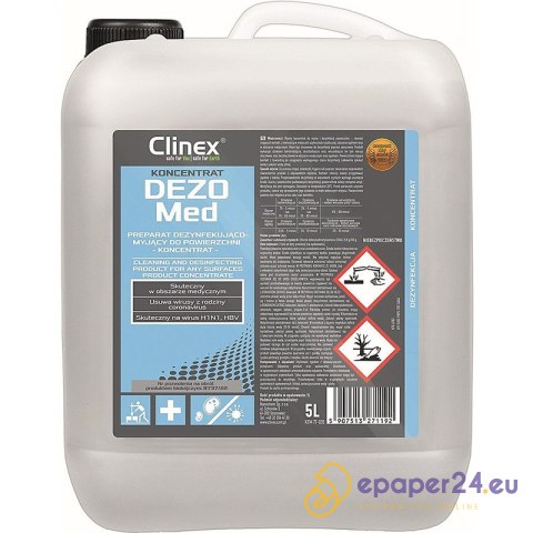 Koncentrat dezynfekująco-myjący CLINEX, Dezomed, 5l Koncentrat dezynfekująco-myjący CLINEX, Dezomed, 5l