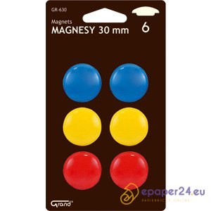 Magnesy do tablic Grand śr.30mm 3 kolory (3x2) Magnesy do tablic Grand śr.30mm 3 kolory (3x2)