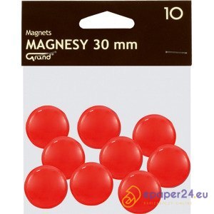 Magnesy do tablic Grand śr.30mm czerwone (10)