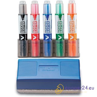 Markery do tablic Pilot V Board Master (+ gąbka) 5 kolorów