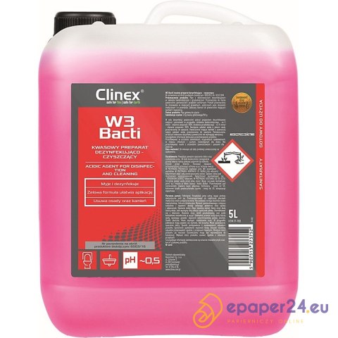 Preparat dezynfekująco-czyszczący CLINEX W3 Bacti 5l Preparat dezynfekująco-czyszczący CLINEX W3 Bacti 5l