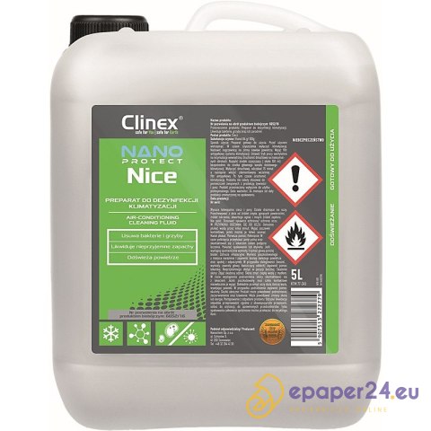 Preparat do dezynfekcji układów klimatyzacji i wentylacji CLINEX Nano Protect Silver Nice 5L Preparat do dezynfekcji układów klimatyzacji i wentylacji CLINEX Nano Protect Silver Nice 5L