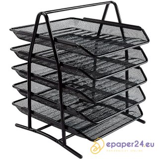 Stojak na dokumenty Grand 5 półek metalowy czarny