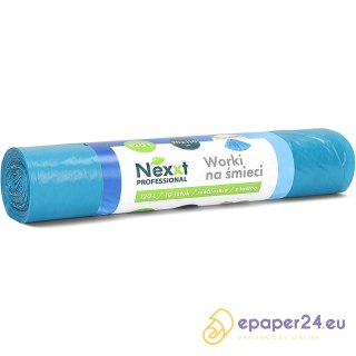 Worki na śmieci Nexxt 120L LDPE z taśmą niebieskie
