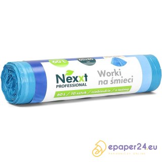Worki na śmieci Nexxt 60L LDPE z taśmą niebieskie (10)