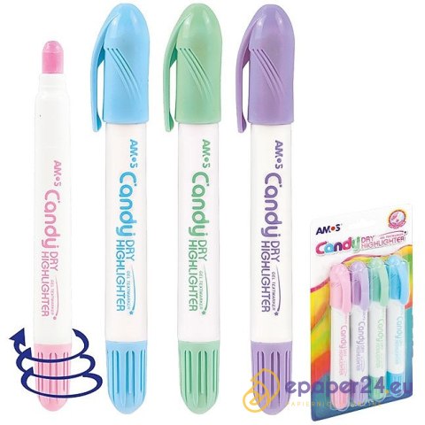 Zakreślacze w sztyfcie Amos Candy 4 kolory Zakreślacze w sztyfcie Amos Candy 4 kolory
