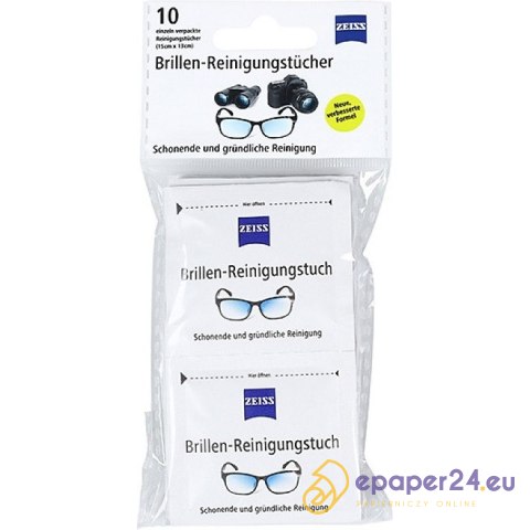 Chusteczki do okularów i wyświetlaczy Zeiss białe (10) Chusteczki do okularów i wyświetlaczy Zeiss białe (10)