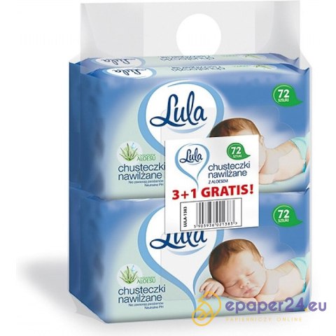 Chusteczki nawilżane Lula z aloesem białe (4x72) Chusteczki nawilżane Lula z aloesem białe (4x72)