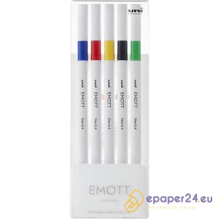 Cienkopisy Uni Emott No.1 0.4mm 5 kolorów
