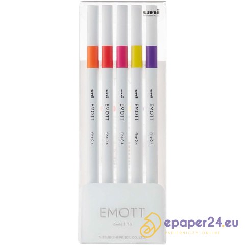 Cienkopisy Uni Emott No.2 0.4mm 5 kolorów Cienkopisy Uni Emott No.2 0.4mm 5 kolorów
