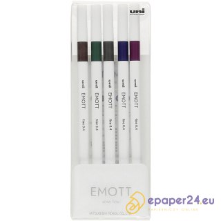 Cienkopisy Uni Emott No.3 0.4mm 5 kolorów