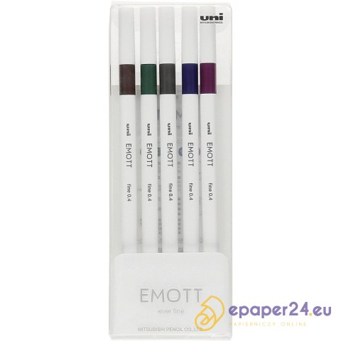 Cienkopisy Uni Emott No.3 0.4mm 5 kolorów Cienkopisy Uni Emott No.3 0.4mm 5 kolorów