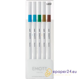 Cienkopisy Uni Emott No.4 0.4mm 5 kolorów