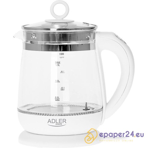 Czajnik elektryczny Adler AD 1299 1.5L szklany biały Czajnik elektryczny Adler AD 1299 1.5L szklany biały