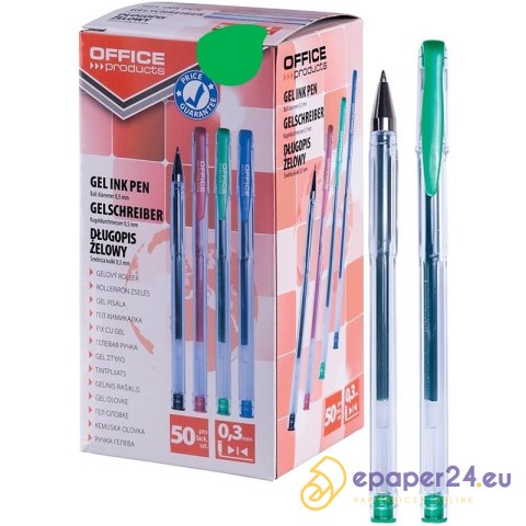 Długopisy żelowe Office Products Classic 0.5mm zielony Długopisy żelowe Office Products Classic 0.5mm zielony