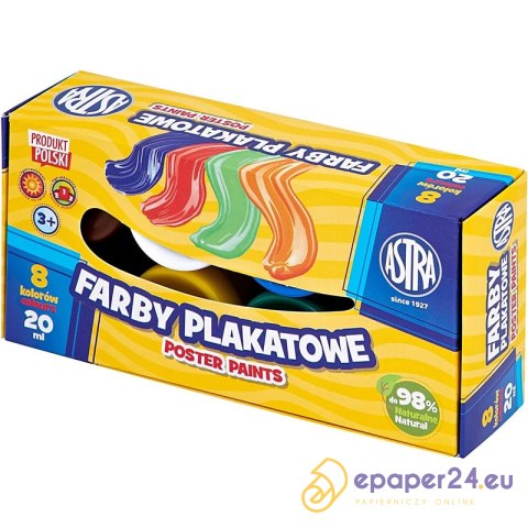 Farby plakatowe Astra 20ml x8 kolorów Farby plakatowe Astra 20ml x8 kolorów