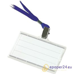 Identyfikator Donau 56x90mm PCV z taśmą niebieską