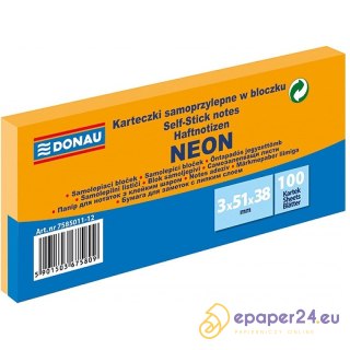 Karteczki Donau 38x51mm neon pomarańczowe (3x100)