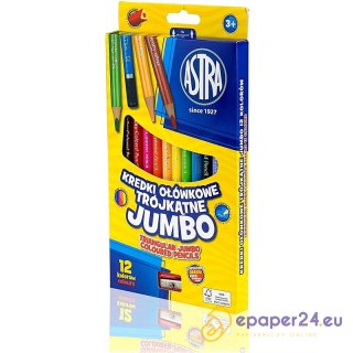 Kredki ołówkowe Astra Jumbo trójkątne 12 kolorów