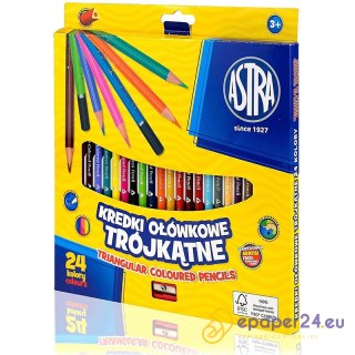 Kredki ołówkowe Astra trójkątne 24 kolory