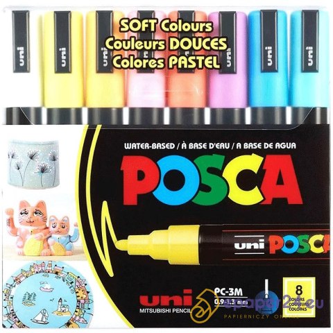 Markery z farbą plakatową Uni POSCA PC-3M 8 koloró