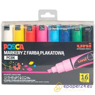 Markery z farbą plakatową Uni POSCA PC-8K 16 kolor