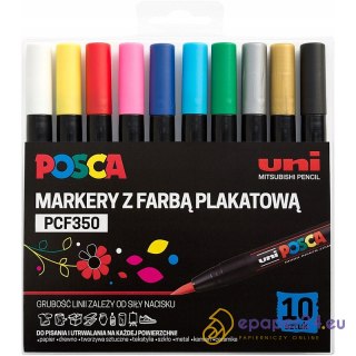 Markery z farbą plakatową Uni POSCA PCF-350 10 kol
