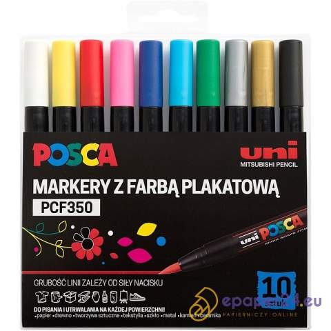Markery z farbą plakatową Uni POSCA PCF-350 10 kol Markery z farbą plakatową Uni POSCA PCF-350 10 kol